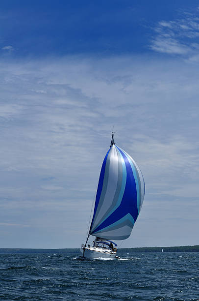 istock Sailboat with Blue Spinnaker Sail 96264235