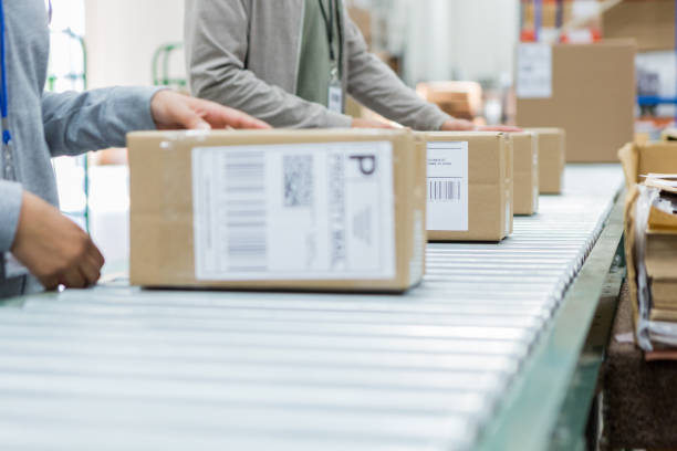 istock Row of people working in distribution warehouse 962642382