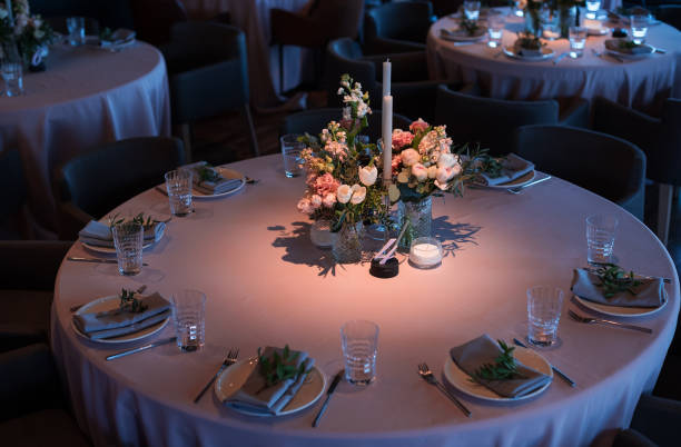 istock Wedding. Banquet. The chairs and round table for guests. 962642694