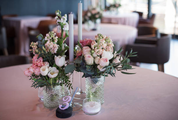 istock Decoration of a table fresh flowers. 962643126