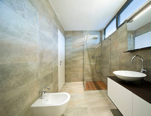 istock Modern-looking bathroom interior with show and sink 96264804