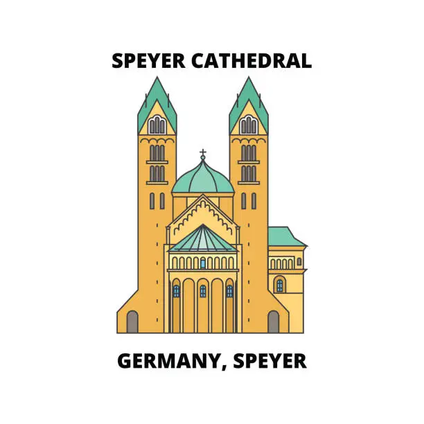 Vector illustration of Germany, Speyer, Speyer Cathedral line icon concept. Germany, Speyer, Speyer Cathedral flat vector sign, symbol, illustration.