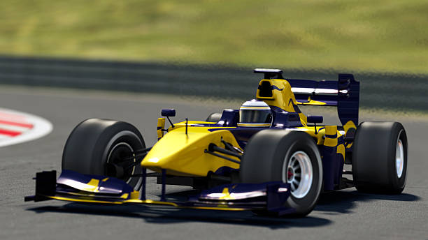 Yellow race car on track illustration