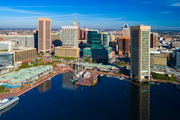 istock Downtown Baltimore Skyline Aerial with Inner Harbor and Boats 962650944