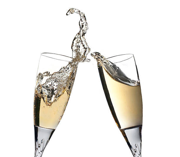 istock Celebration toast with pair of champagne flutes 96265851