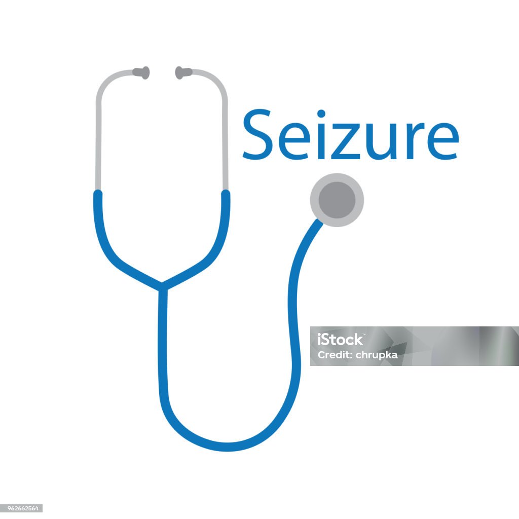 seizure word and stethoscope icon seizure word and stethoscope icon- vector illustration Blue stock vector