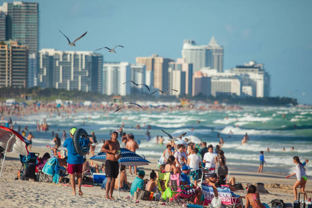 Miami Beach, FL, USA - October 10, 2016: Busy day in the South Beach.