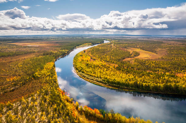 istock Autumn, Taiga, Western Siberia Top view 962677760