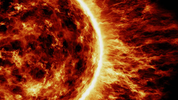 Sun with solar flares stock photo
