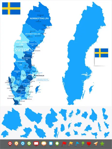 Vector illustration of 29 - Sweden - Blue and Pieces 10