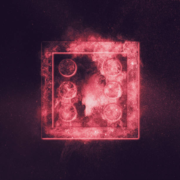 istock Dice Six at top. Abstract night sky background 962691826