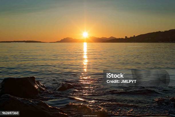 Amazing Sunset In French Riviera Seascape Stock Photo - Download Image Now - Antibes, Alpes-Maritimes, Awe