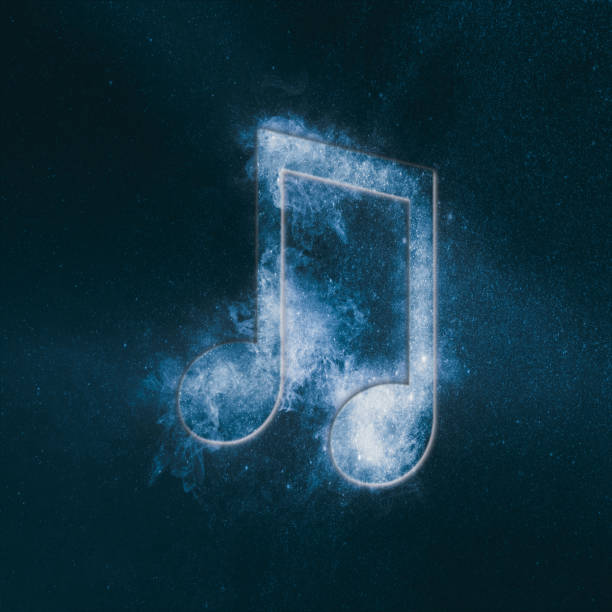 istock Beamed Eight music note symbol. Abstract night sky background 962706606