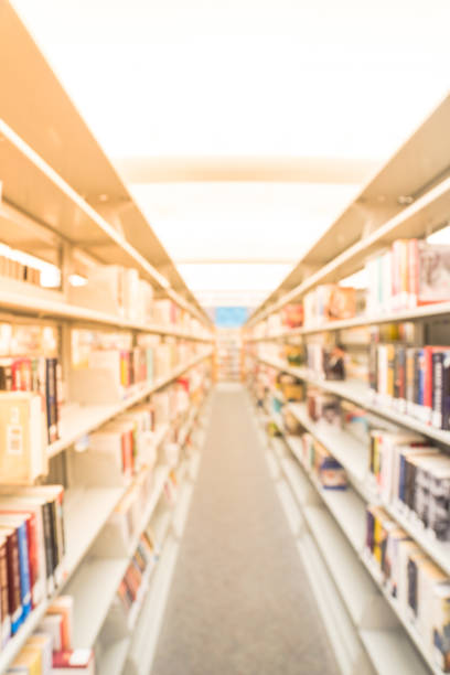 istock Abstract blurred background of modern public library in America 962709580