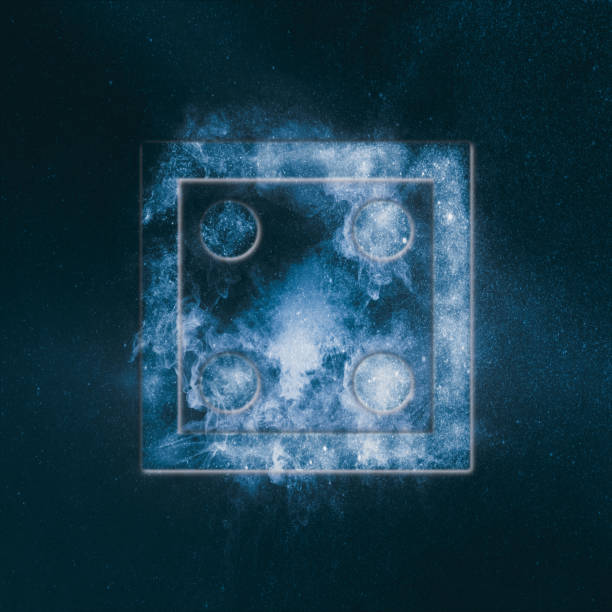 istock Dice Four at top. Abstract night sky background 962713508