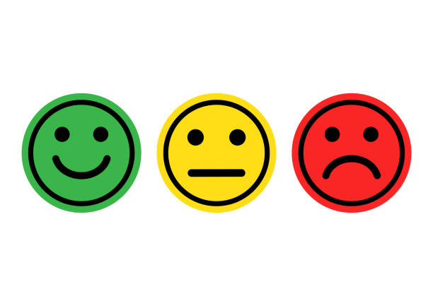istock Green, yellow, red smileys emoticons icon positive, neutral and negative, different mood. Vector illustration 962719892