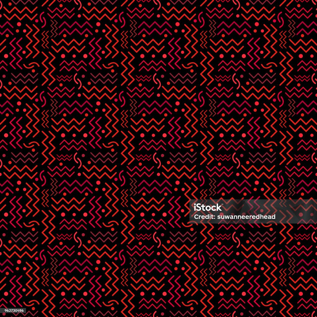 Retro Red Pattern Funky Red Retro Pattern On Black Stock Illustration - Download Image ...