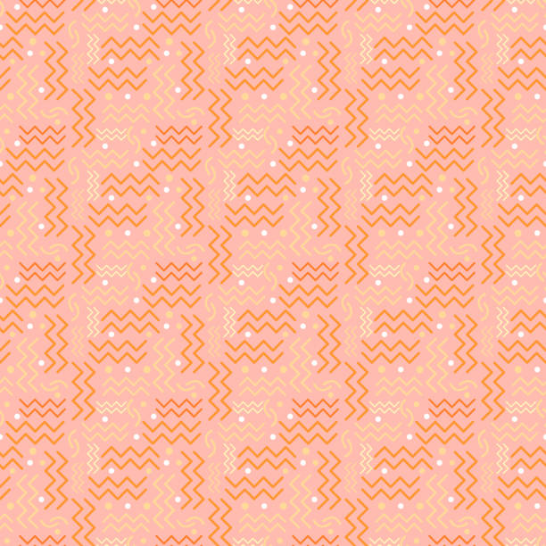 Funky retro Pattern on Salmon Pink Funky retro Pattern on Salmon Pink art deco miami stock illustrations