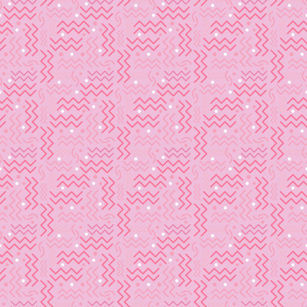 Funky retro Pattern on Pink A funky seamless retro style design in pink and burgundy tones. art deco miami stock illustrations