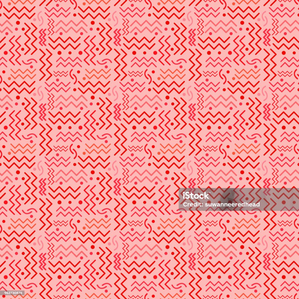Red Funky Designs Funky Red Retro Pattern On Pink Stock Illustration - Download Image Now ...