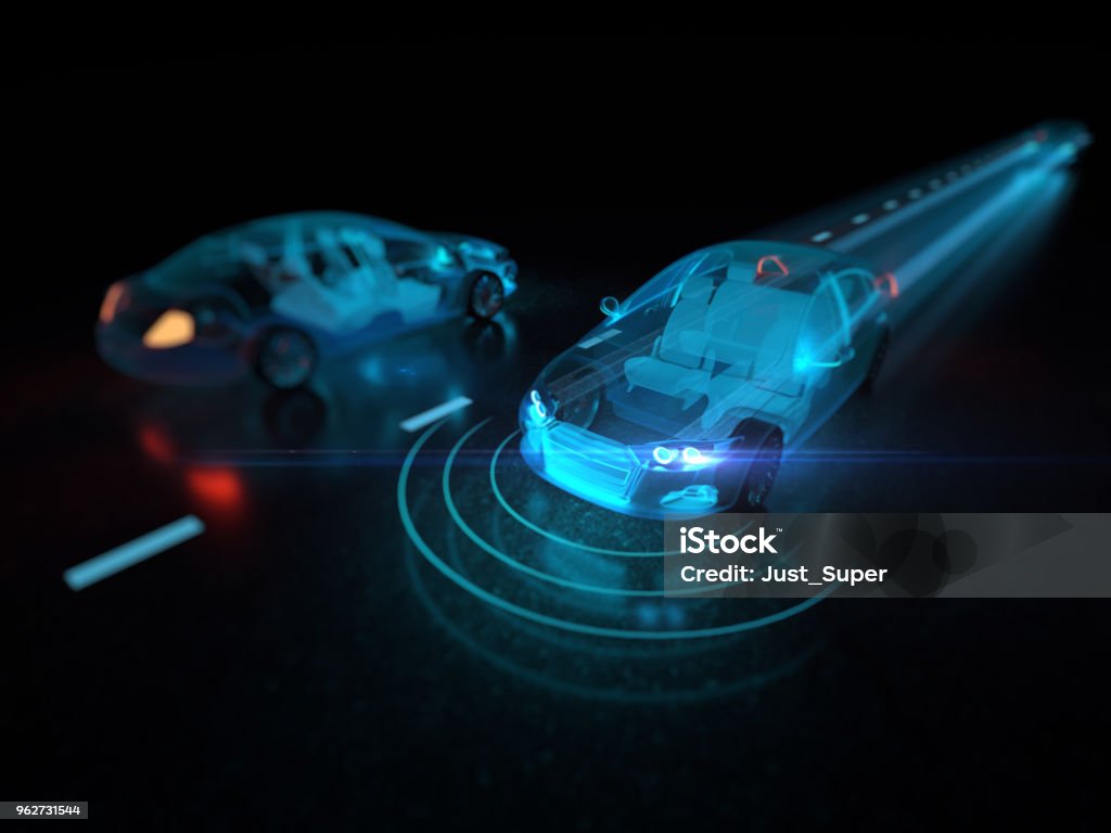 Vehicle autonomous driving technology Driverless self driving vehicle Car Stock Photo