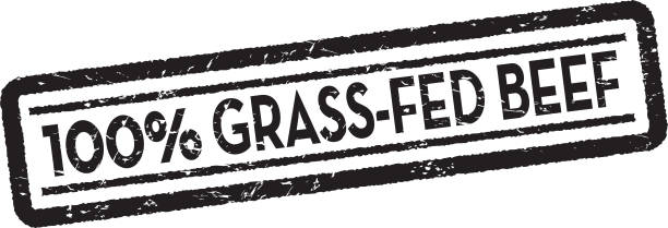 Grass-fed beef stamp or label design template Grass-fed beef stamp or label design template. Includes text design. grass fed stock illustrations