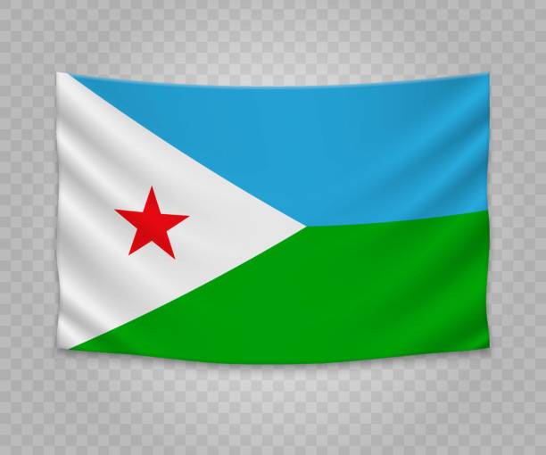 realistyczna wisząca flaga - symbol sign vector republic of djibouti stock illustrations