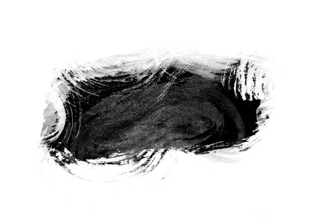 istock Black water color patches graphic brush strokes design effect element for background 962747540