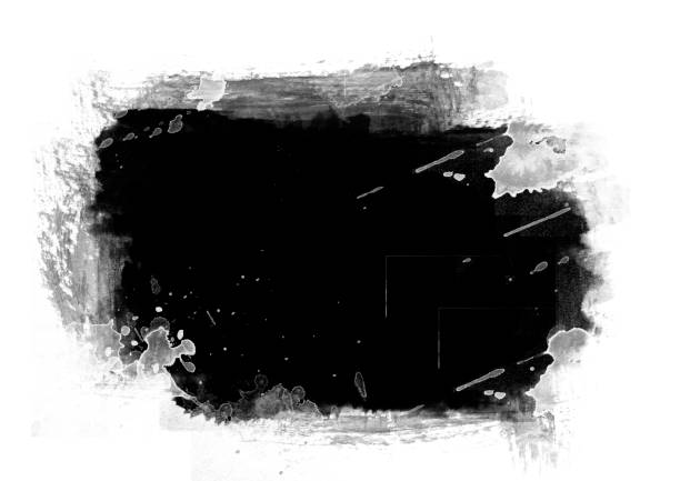 istock Black water color patches graphic brush strokes design effect element for background 962747620