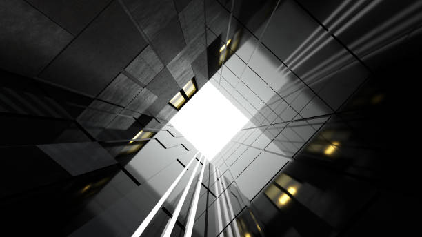 istock Low angle view of generic modern office skyscrapers 962760580