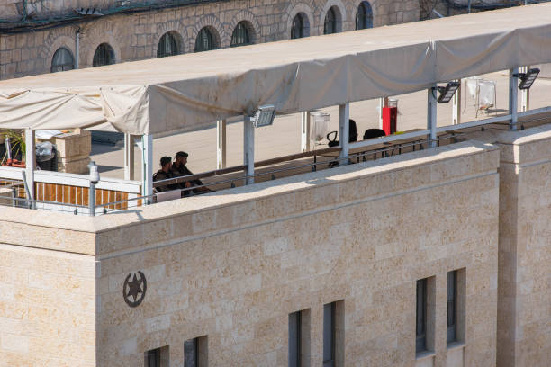 JERUSALEM, ISRAEL - MAY 15, 2018: Israeli police troops patrolling in Jerusalem during the Nakba Day. In Jerusalem police often clashes with Palestinian rebels