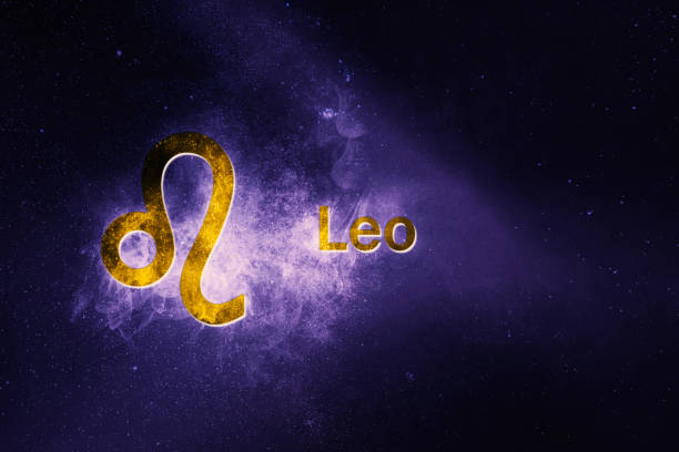 istock Leo Horoscope Sign. Abstract night sky background 962766712
