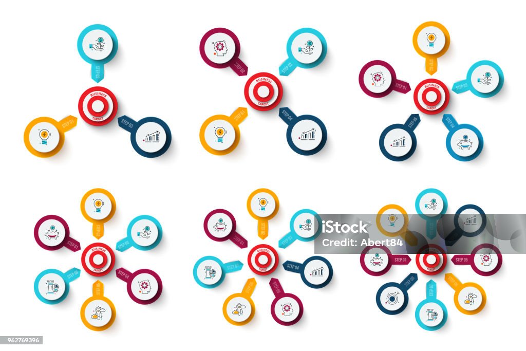 Target Chart Visualisation Vector Target With Arrows Template For Cycle Diagram Graph Presentation ...