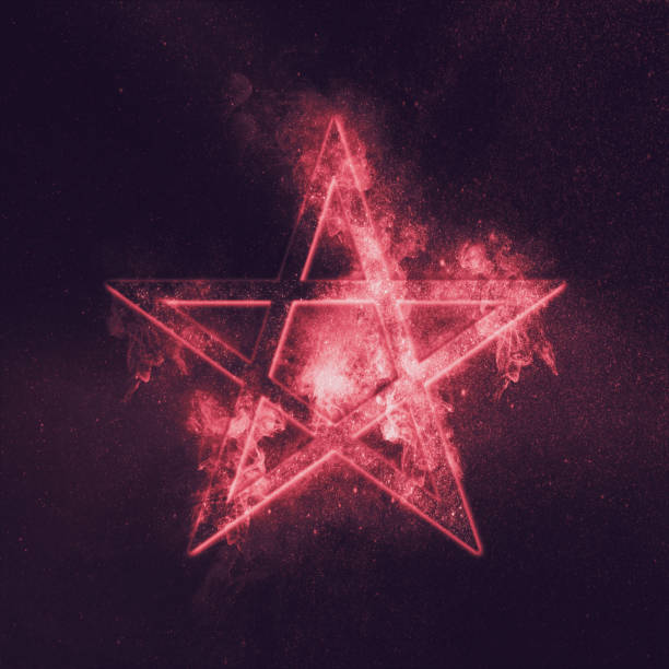 istock Pentagram symbol. Abstract night sky background. 962771044