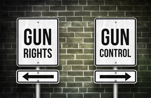 Gun violence in America - rights versus control stock photo
