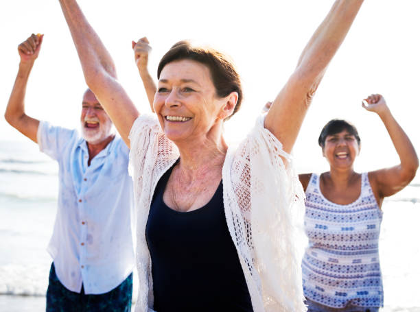 istock Group of seniors on the beach 962776974