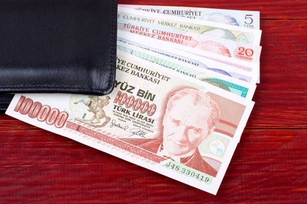 istock Money from Turkey in the black wallet 962777074