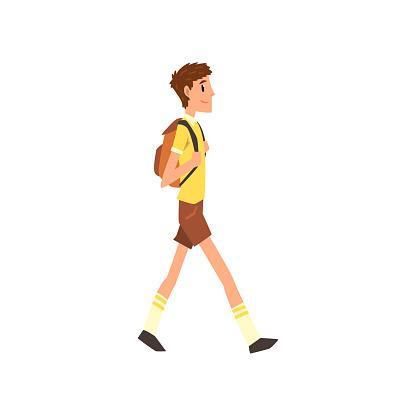 Young Man Walking With Backpack Active Healthy Lifestyle Concept Cartoon  Vector Illustration On A White Background Stock Illustration - Download  Image Now - iStock