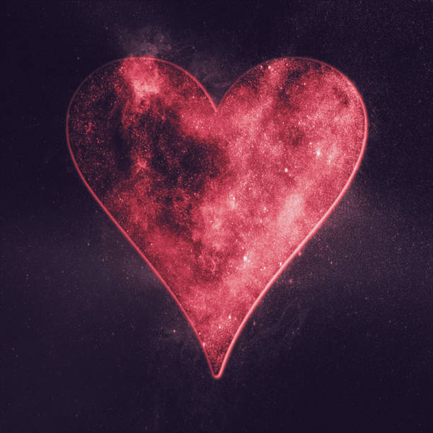 istock Heart symbol. Playing card. Abstract night sky background 962781642