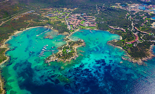 Sardinian Emerald Coast coastline with the Golfo di Marinella.