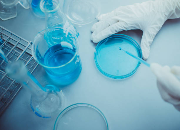 istock Test tubes closeup, science laboratory research and development concept 962786066