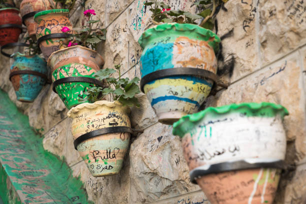 Famous stairs and flowers in Amman, Jordan.