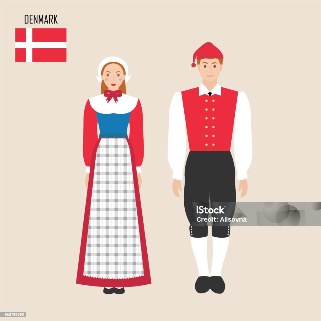Ilustración de Danés Hombre Y Mujer En Trajes Tradicionales y más ...