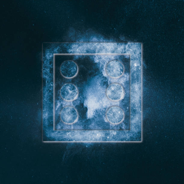 istock Dice Six at top. Abstract night sky background 962793882