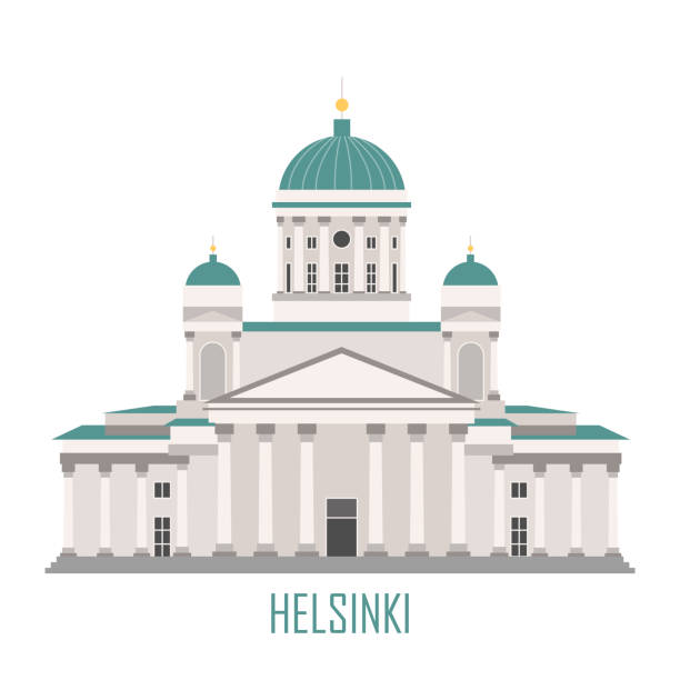 ilustrações, clipart, desenhos animados e ícones de o símbolo de helsinki, finlândia - catedral - helsinki lutheran cathedral