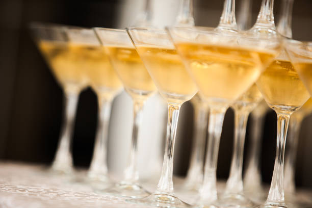 istock Pyramid of wine glasses on event 962798806