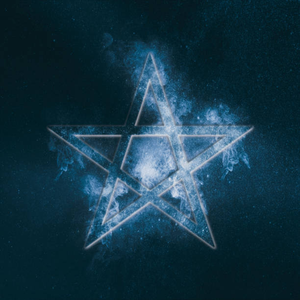 istock Pentagram symbol. Abstract night sky background. 962804728