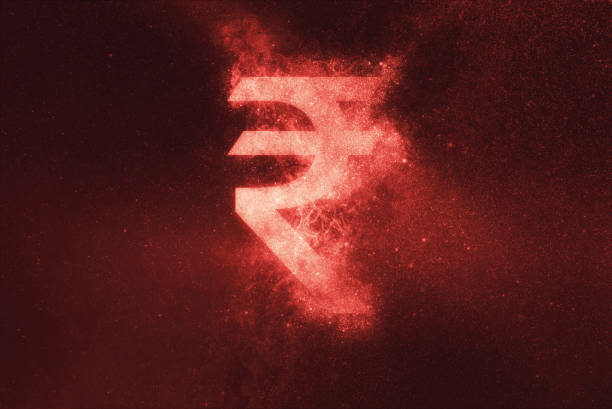 istock Indian Rupee sign, Indian Rupee symbol. Abstract night sky background 962810912