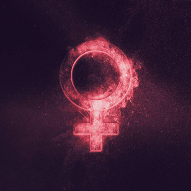 istock Planet Venus Symbol. Venus sign. Abstract night sky background. 962816480