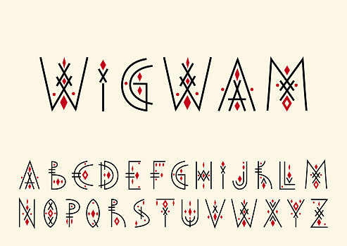 Vector alphabet set. Capital letters in geometric indigenous style. For hipster theme, trendy posters.